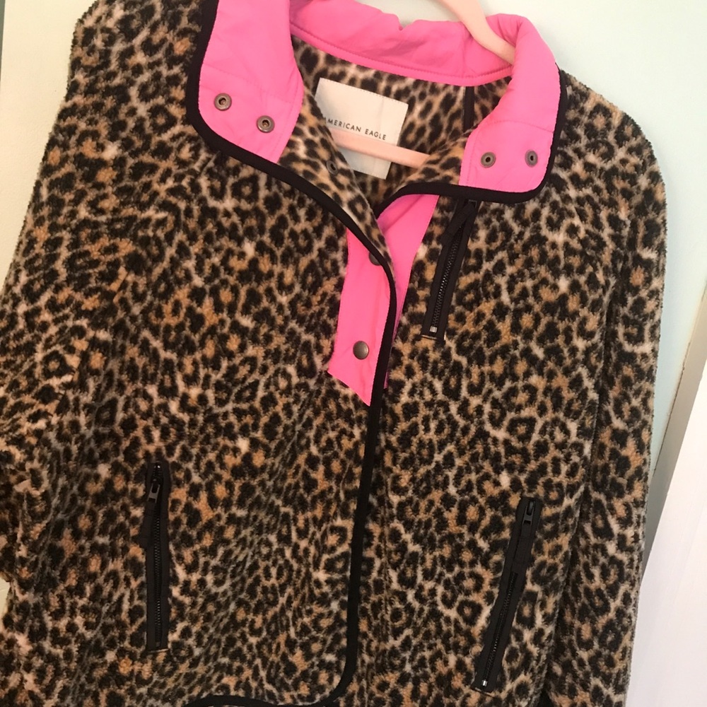 american eagle button up fleece jacket